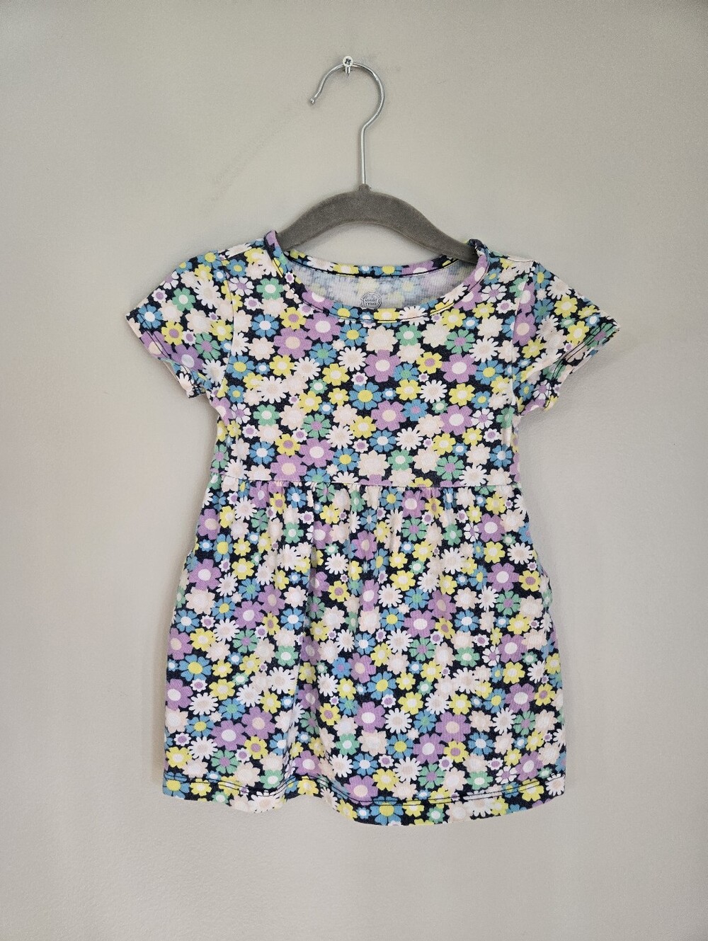 Wonder Nation Baby Girls Floral Dress 18M Multicolor Daisy Print 100% Cotton